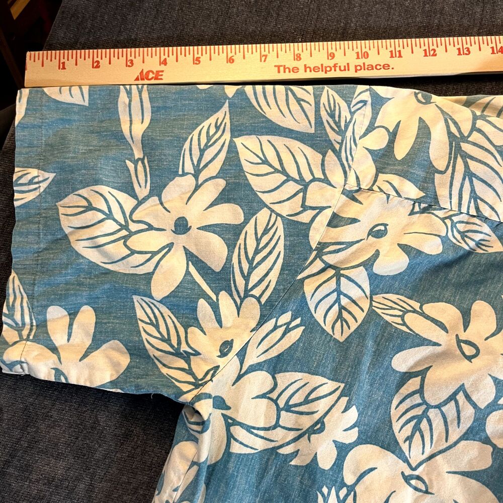 VTG Tori Richard Shirt Mens Large Blue Floral Hawaiian Aloha Made Hawaii Camp - Picture 6 of 12